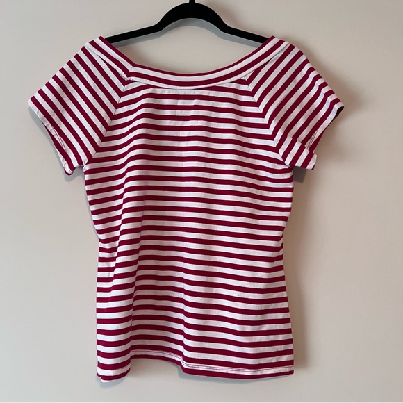 Torrid Retro Chic Red and White Striped Off-Shoulder Tee - Picture 4 of 4